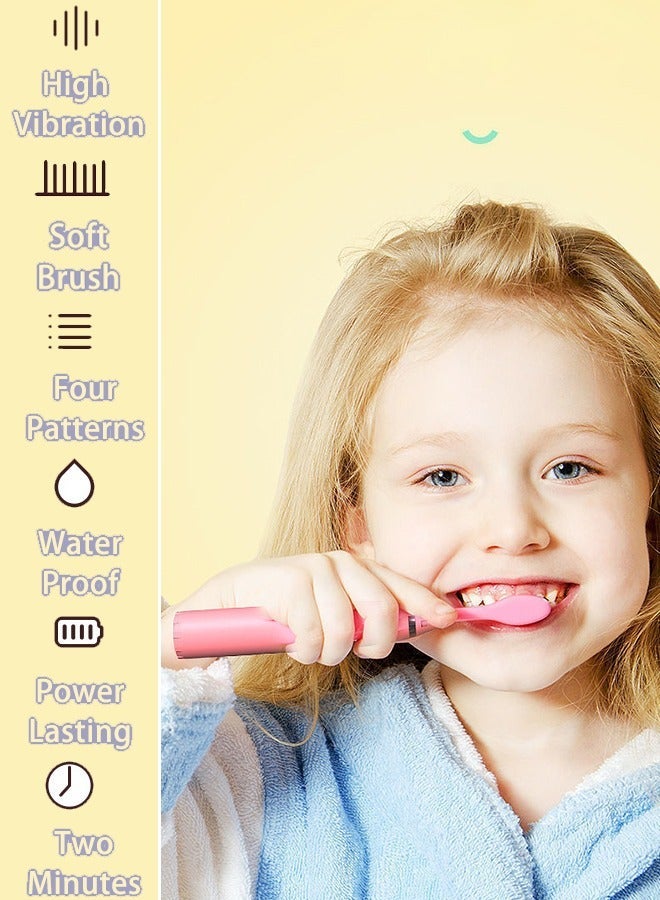 Kids Battery Powered Toothbrush, Children Sonic Toothbrushes with 6 Brush Heads, Giraffe, White - Image 4