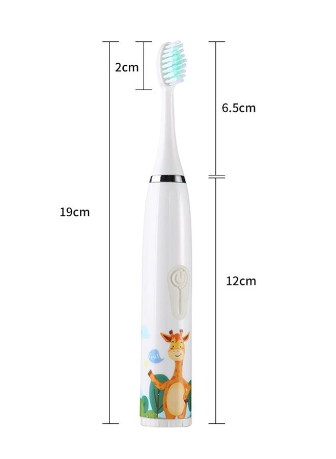Kids Battery Powered Toothbrush, Children Sonic Toothbrushes with 6 Brush Heads, Giraffe, White - Image 2