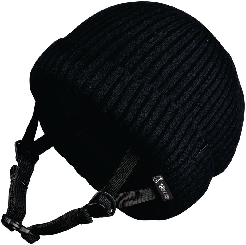 A Vebodi Helmet Beanie â€“ Multi-Sport Low Profile Helmet Hat for Snowboarding, Skiing, E-Bikes, Scooters & More â€“ Waterproof Impact Liner â€“ Adjustable Strap â€“ Unisex â€“ One Size Fits All (Black) - Image 1