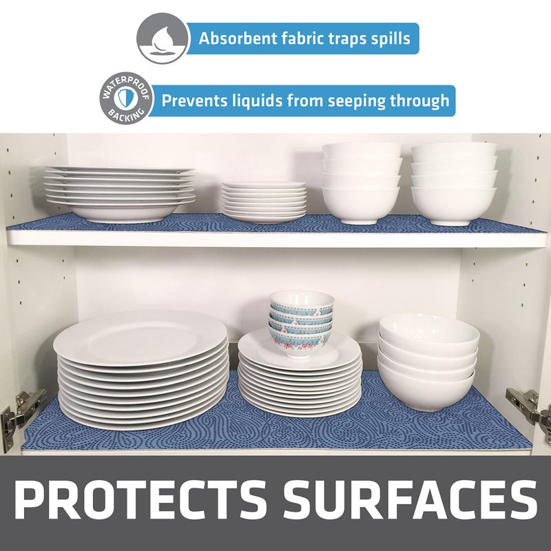 Drymate Premium Luxury Shelf & Drawer Liner, Thick Cushioned Fabric, Non-Adhesive, Absorbent, Waterproof, Slip-Resistant, Liners for Kitchen Cabinets, Cupboards (USA Made)(12â€x59â€)(2-Pack)(Blue) - Image 2