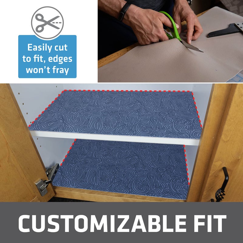 Drymate Premium Luxury Shelf & Drawer Liner, Thick Cushioned Fabric, Non-Adhesive, Absorbent, Waterproof, Slip-Resistant, Liners for Kitchen Cabinets, Cupboards (USA Made)(12â€x59â€)(2-Pack)(Blue) - Image 4