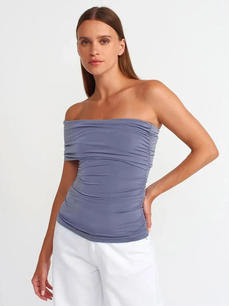 ديلفين Dilvin Off-Shoulder Slim Fit Jersey Blouse
