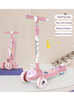 TAPIT Kids Kick Scooter 3 Extra Wide PU Light-Up Wheels and Widened Anti-Slip Deck Adjustable Height Handlebar Rear Brake and Lean-to-Steer Scooter More Safer for Beginner Aged 2-14 Year (Pink )  - Image 1