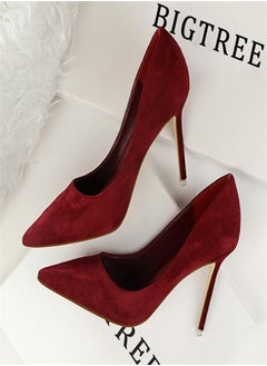 BIGTREE Fashion Pointed High Heels 9CM Purplish Red 