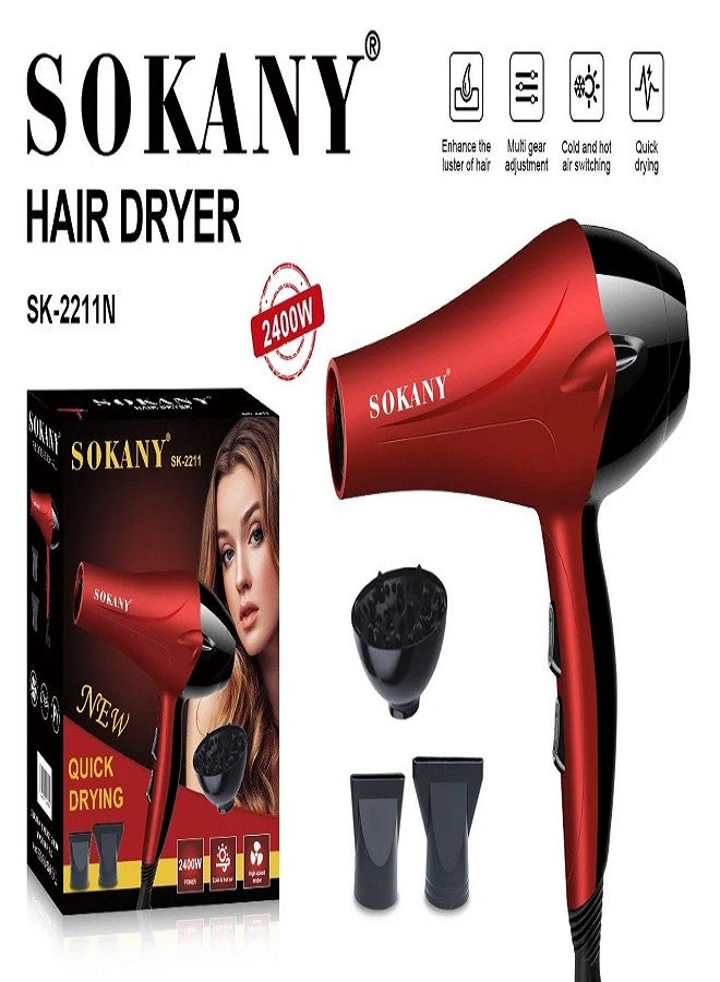 sokany SK-2211N Professional Hair Dryer 2400W + Diffuser - Image 5