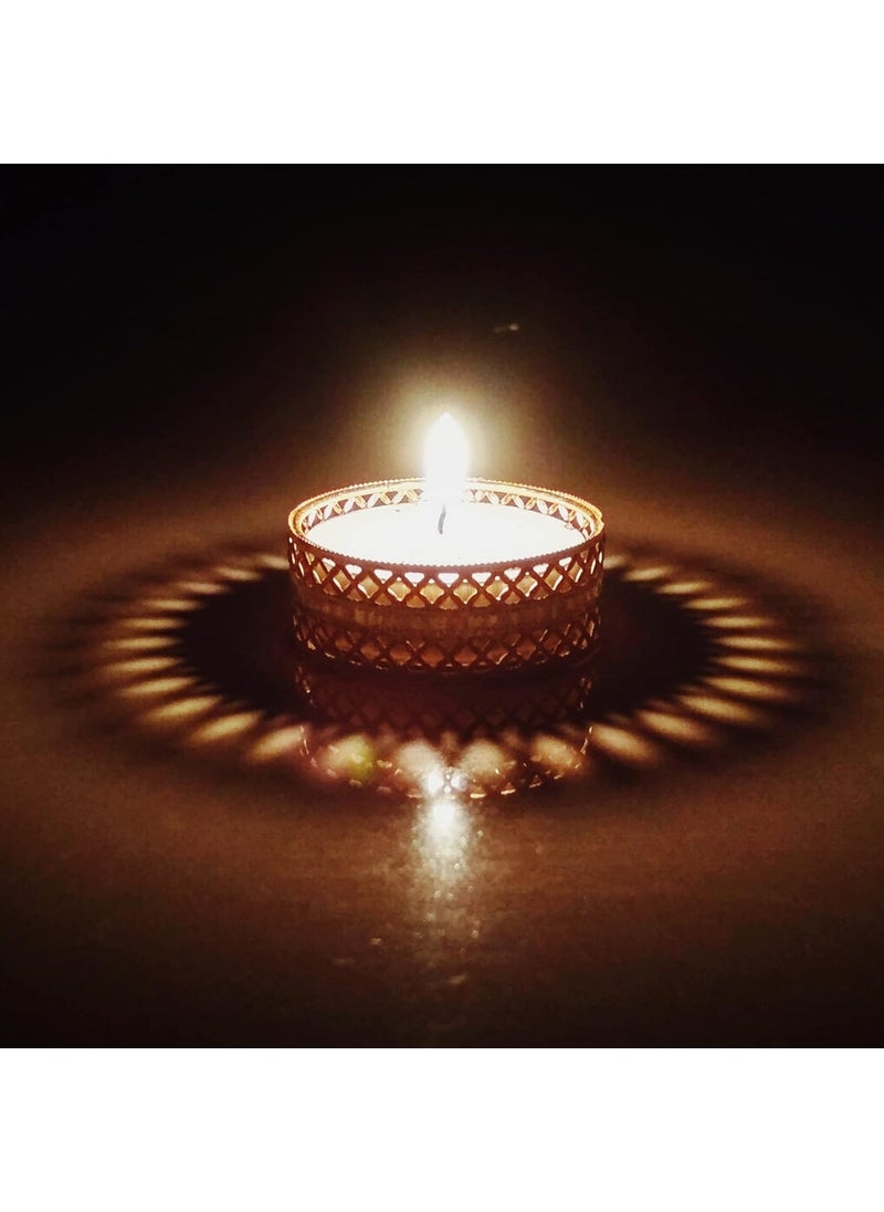 Shree SPACE Gold Tealight Candle Holder Set of 12 Candle Wati Only Divine Shadow Cast Iron Candle Diya Wati Set  - Image 5