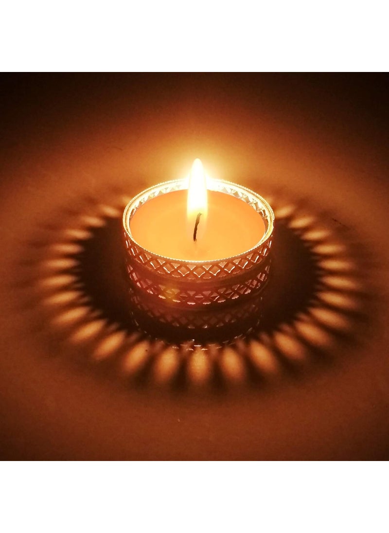 Shree SPACE Gold Tealight Candle Holder Set of 12 Candle Wati Only Divine Shadow Cast Iron Candle Diya Wati Set  - Image 1