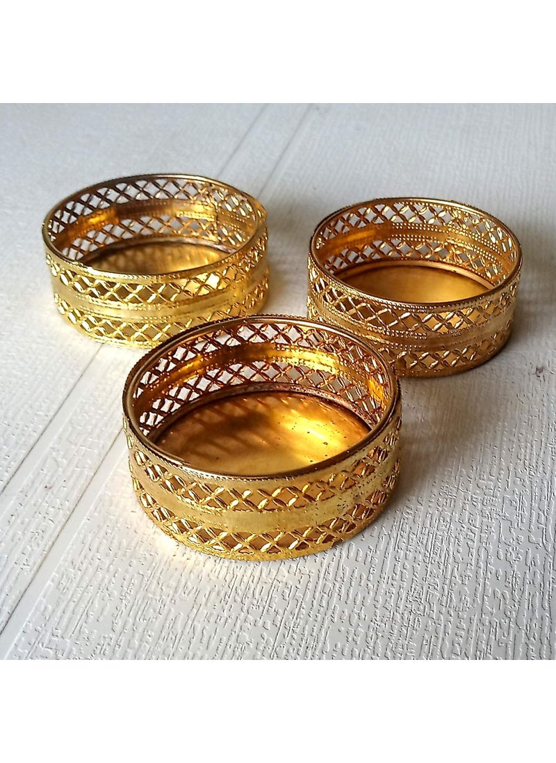 Shree SPACE Gold Tealight Candle Holder Set of 12 Candle Wati Only Divine Shadow Cast Iron Candle Diya Wati Set  - Image 2