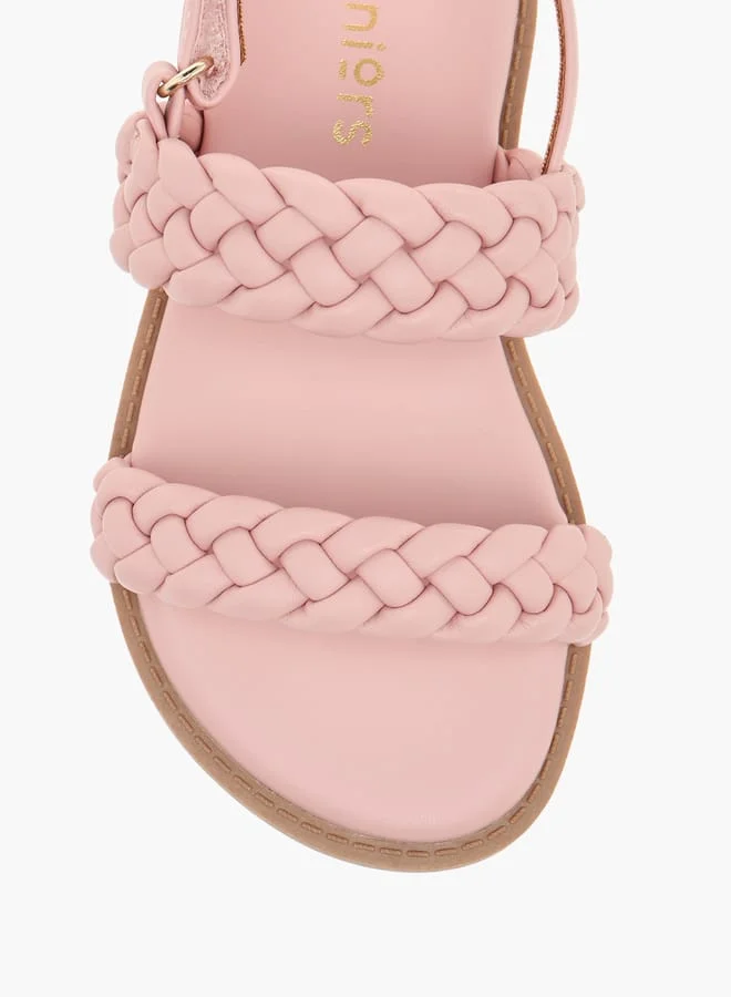 JUNIORS Girls Weave Detail Strap Sandals With Hook And Loop Closure