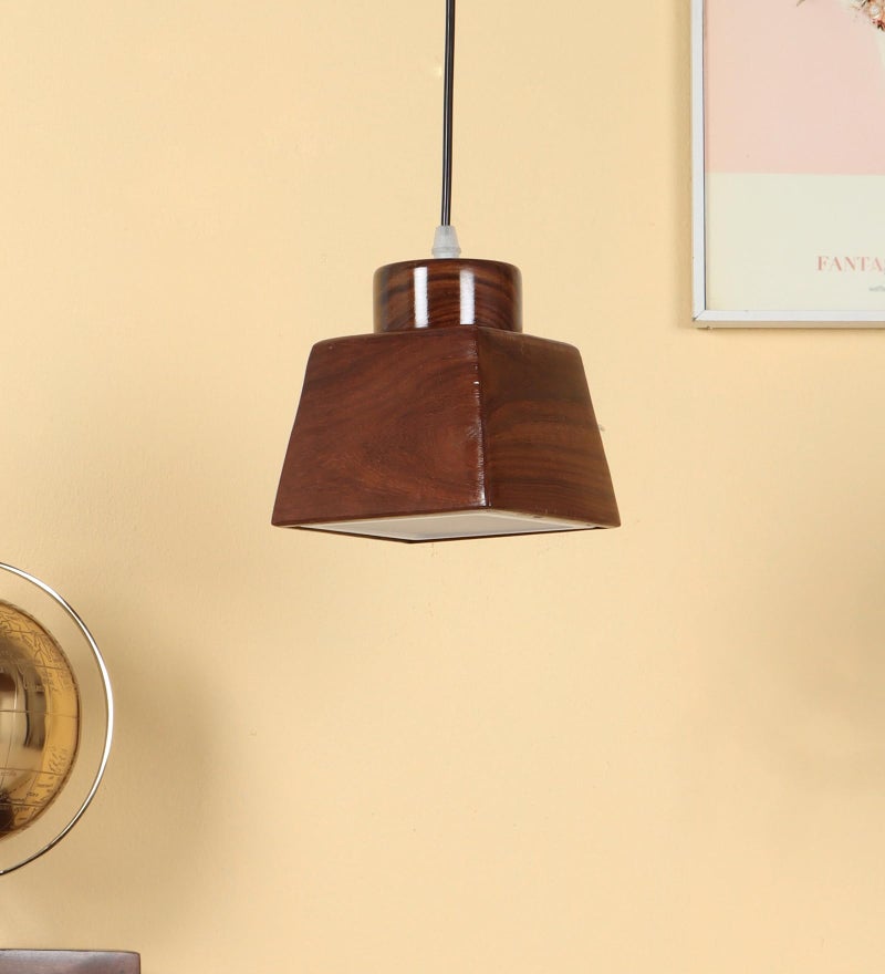 Green House Greenhouse Fully Handmade Sheesham Wood Hanging Pendant Ceiling Light | In-Built 8W Tri-Color LED | Living Room, Bedroom, Kitchen, Dining, Hallway, Home Office | Diwali Decor Luxury Interior Lighting - Image 3