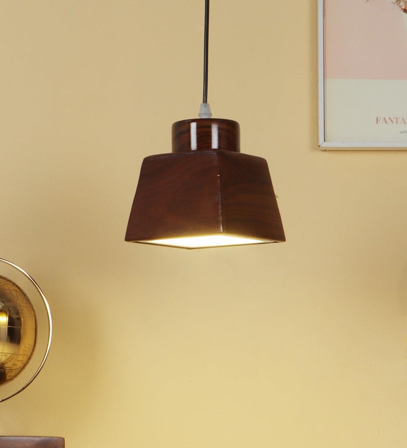 Green House Greenhouse Fully Handmade Sheesham Wood Hanging Pendant Ceiling Light | In-Built 8W Tri-Color LED | Living Room, Bedroom, Kitchen, Dining, Hallway, Home Office | Diwali Decor Luxury Interior Lighting - Image 5