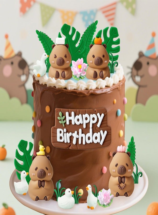 Knana 25Pcs Capybara Cake Toppers Capybara Figurine Birthday Cake Decorations with Duck Cake Topper for Capybara Baby Shower Birthday Party Supplies - Image 5