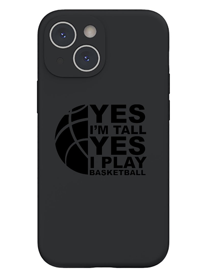 Theodor Protective Slim Fit Case Liquid Silicone Cover with Full Body Protection Anti-Scratch Shockproof Case For iPhone 15 Plus Black - Basketball black - Image 1