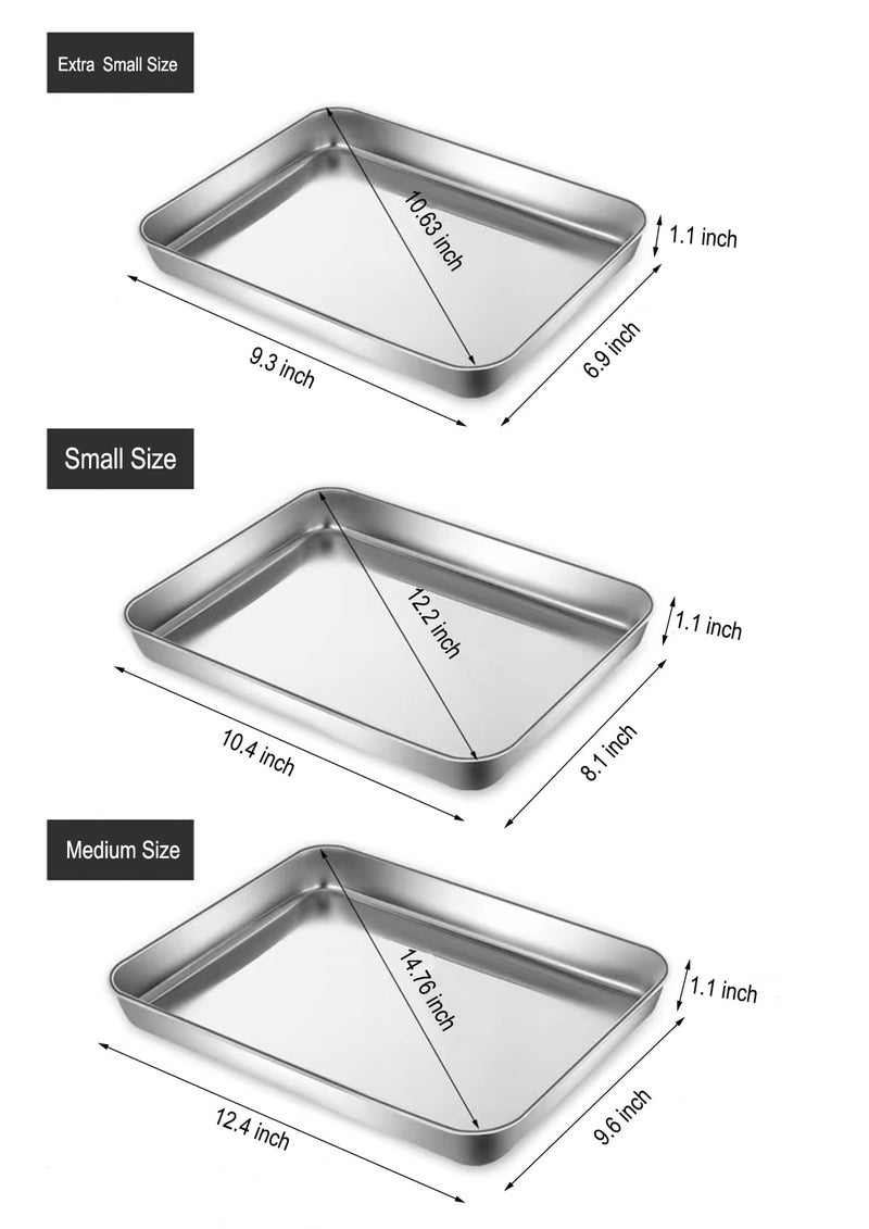 HYTK Extra Small Baking Sheet Pans Stainless Steel 304 Tiny Serving Tray 9.3 x 6.9 x1.1Inch (Diagonal 10.63) Dishwasher Safe No Rust Reheat Food for 1~2 Person 2 Pack - Image 2