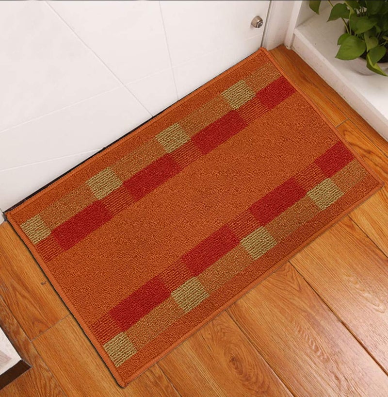 Status Contract Status Luxury Premium Design Door Mats in Kitchen Home Bedside Living Office Restaurant Entrance Area Anti Slip Floor Mat Washable (18x28 inch) or (45x 70cm) (Orange) - Image 1