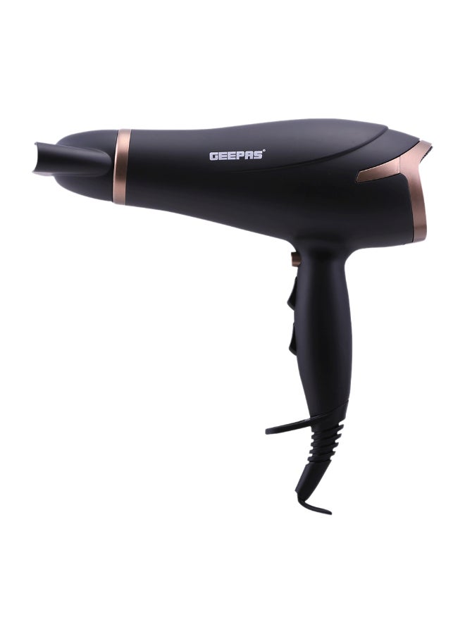 Geepas GH8643 Hair Dryer - 2-Speed & 3 Temperature Settings 2200W, Cool Shot Function For Frizz Free Shine  Detachable Cap- 2 Years Warranty Black - Image 1