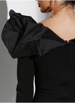 Namshi x Sabrina Exaggerated Sleeve Bodycon Dress  - Image 4