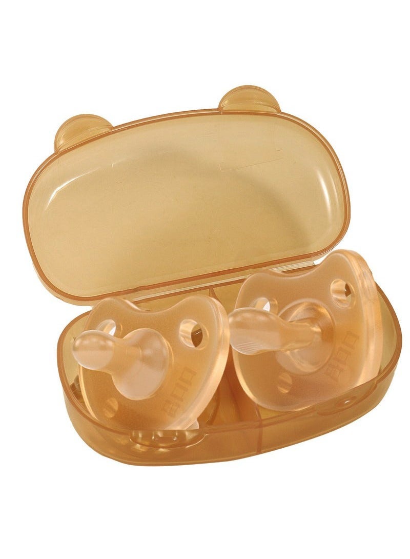 2 PCS Soft Baby Pacifier with Case, Silicone Ergonomic Baby Pacifier for Newborns and Toddlers, Daily to Use (Light Brown)  - Image 5