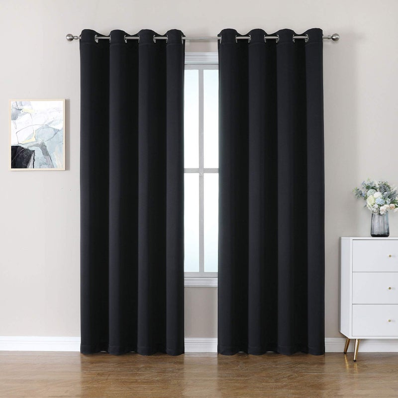 CUCRAF Blackout Curtains 96 Inch Length 2 Panels SetThermal Insulated Curtains Room Darkening for BedroomLight Blocking Drapes for Living Room52 x 96 Inch Black
