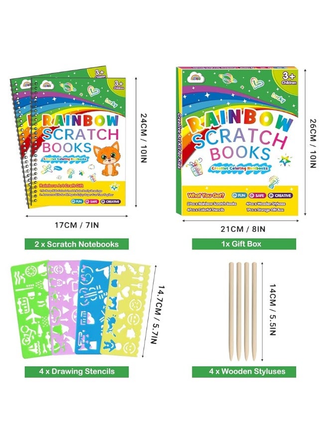 ZMLM Scratch Paper Art Craft Gift: 2 Pack Rainbow Scratch Art Set for Kids Drawing Coloring Craft Black Magic Art Supplies Kits for Girls Boys Birthday Party Favor Easter Christmas Craft Toys - Image 4