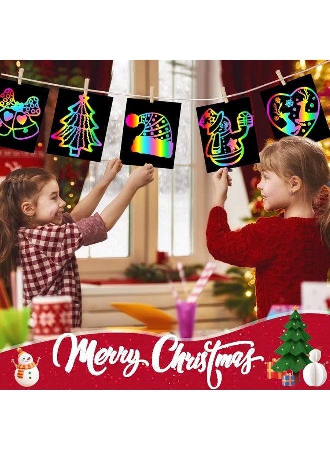 ZMLM Scratch Paper Art Craft Gift: 2 Pack Rainbow Scratch Art Set for Kids Drawing Coloring Craft Black Magic Art Supplies Kits for Girls Boys Birthday Party Favor Easter Christmas Craft Toys - Image 2