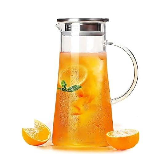 NVRA Premium Glass Water Jug - 1.3 LTR, Transparent, Hot Cold Water Pitcher with Lid Water Jug, Iced Tea, Milk and Juice Beverage Carafe, Lemon Jug, 1.30 Liter (Borosilicate JUG 1.3 LIETER) - Image 3