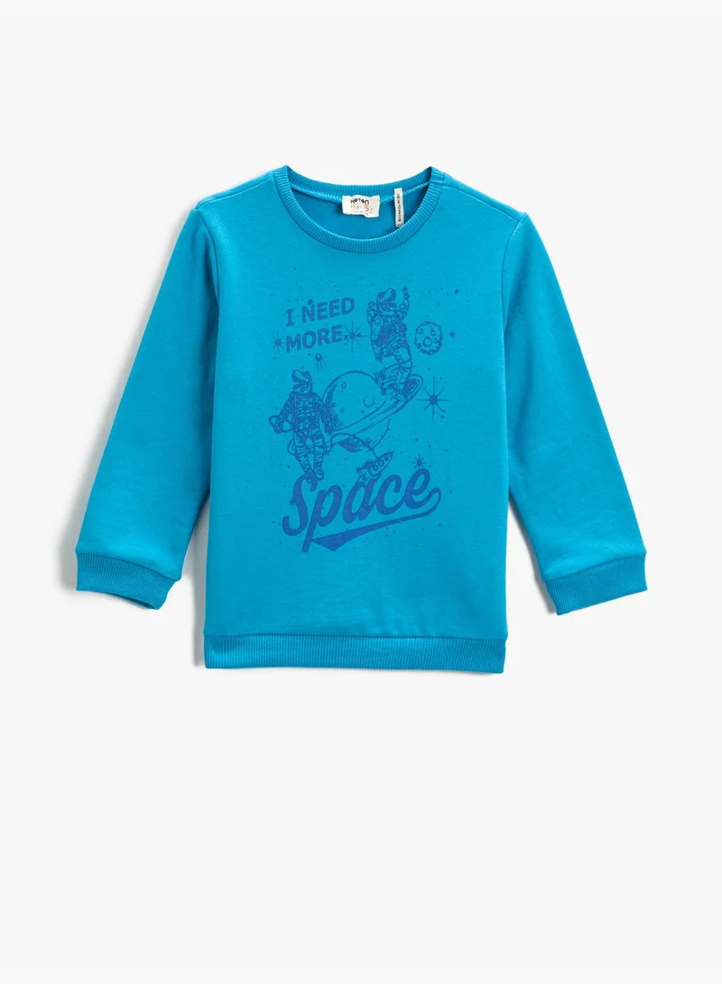 KOTON Sweatshirt Long Sleeve Printed Crew Neck