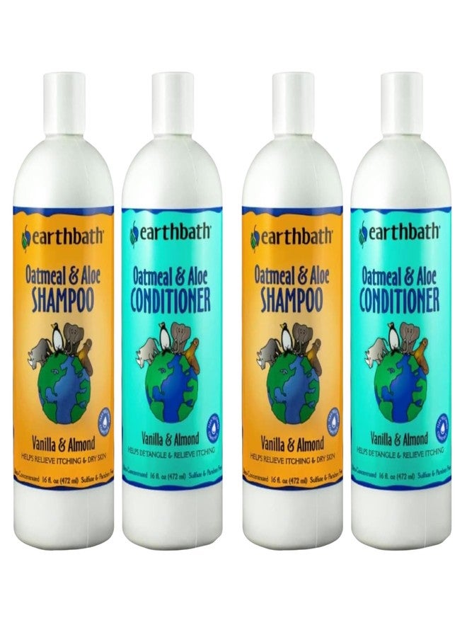 earthbath Oatmeal & Aloe Dog Shampoo and Conditioner Set - Oatmeal Shampoo & Conditioner for Dogs, Itchy, Dry Skin Relief, Pet Wash, Made in USA - Vanilla & Almond, 16 Oz (2 Sets) - Image 1