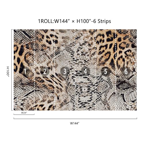 Zeeko Leopard Print Wall Murals Peel and Stick 144"x100" Large Canvas Cheetah Snake Wallpaper Self Adhesive Renter Friendly Removable for Bedroom Living Room Modern Wall Decor - Image 2