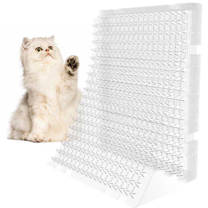 OCEANPAX Scat Mat for Cats 16 x 13 Inch, 10 Pack Clear Cat Deterrent Mats with 1 Inch Spikes & 50 Stickers, Indoor Outdoor Pet Training Pads to Keep Cats Off Sofa, Counter, Garden & Car - Image 1
