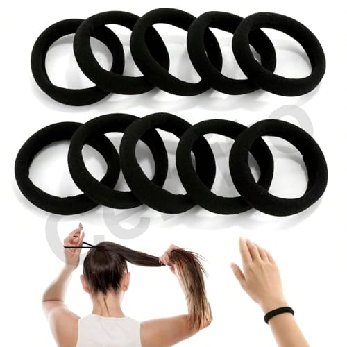 Cerrito Hair Band for Women & Girls, No Damage Hair Elastics, Strong Hold Ponytail Holders, Soft, Stretchable Rubber Bands for Thick, Thin, Curly & Straight Hair (Black, Pack of 30) - Image 5