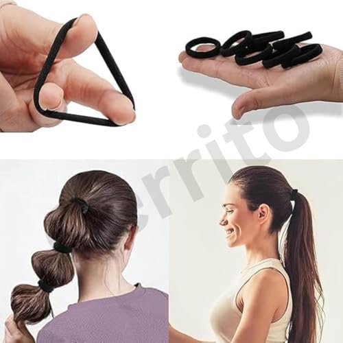 Cerrito Hair Band for Women & Girls, No Damage Hair Elastics, Strong Hold Ponytail Holders, Soft, Stretchable Rubber Bands for Thick, Thin, Curly & Straight Hair (Black, Pack of 30) - Image 4