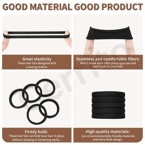 Cerrito Hair Band for Women & Girls, No Damage Hair Elastics, Strong Hold Ponytail Holders, Soft, Stretchable Rubber Bands for Thick, Thin, Curly & Straight Hair (Black, Pack of 30) - Image 2