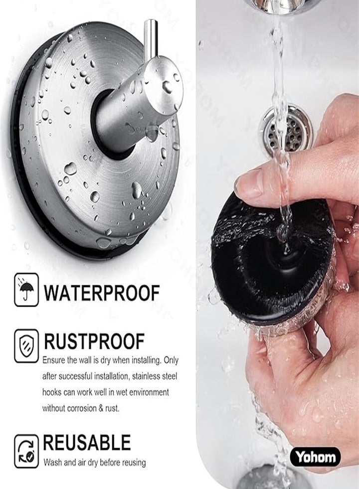 High Quality New Style Suction Cup Hooks, Stainless Steel Suction Cup, Suitable for Kitchen Hanger Towel Wall, No Drilling Required, Brushed Silver 2 Pieces - Image 3