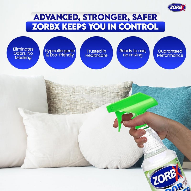 ZORBX Unscented Multipurpose Odor Eliminator 3 items Bundle: 2 Oz + 16 Oz + 32 Oz - Used in Hospitals & Healthcare Facilities - Advanced Trusted Formula - Perfect Bundle to Get Rid of Unpleasant Odors - Image 4