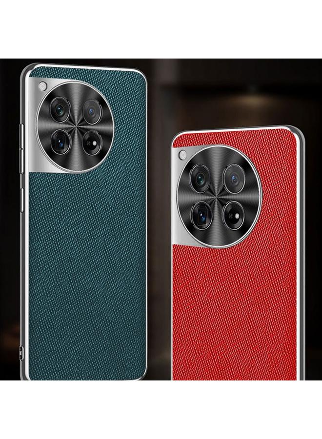 اس-توب جراب لهاتف OnePlus Ace 2 مصنوع من جلد البولي يوريثان بتصميم متقاطع وحواف فضية - Image 2