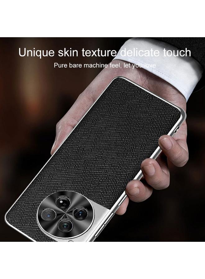 اس-توب جراب لهاتف OnePlus Ace 2 مصنوع من جلد البولي يوريثان بتصميم متقاطع وحواف فضية - Image 4