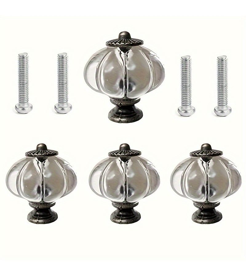 10pcs Transparent Acrylic Cabinet Knobs Clear Pumpkin Dresser Knobs Vintage Decorative DIY Handles Pulls For Furniture Drawers - Image 3