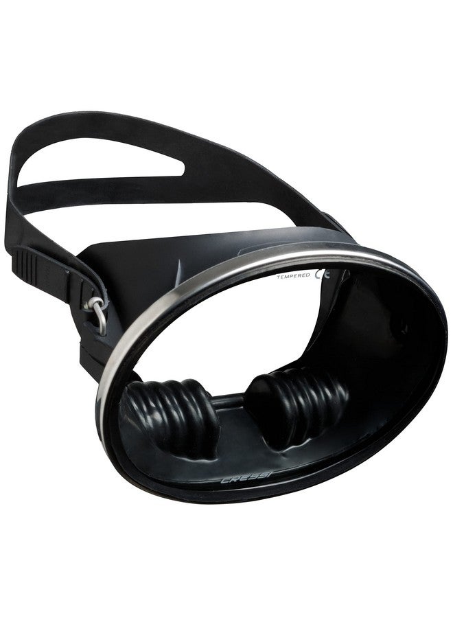 Cressi Classic Retro Style Freediving Mask Oval Tempered Glass Lens Pacifico: Designed In Italyblack - Image 3
