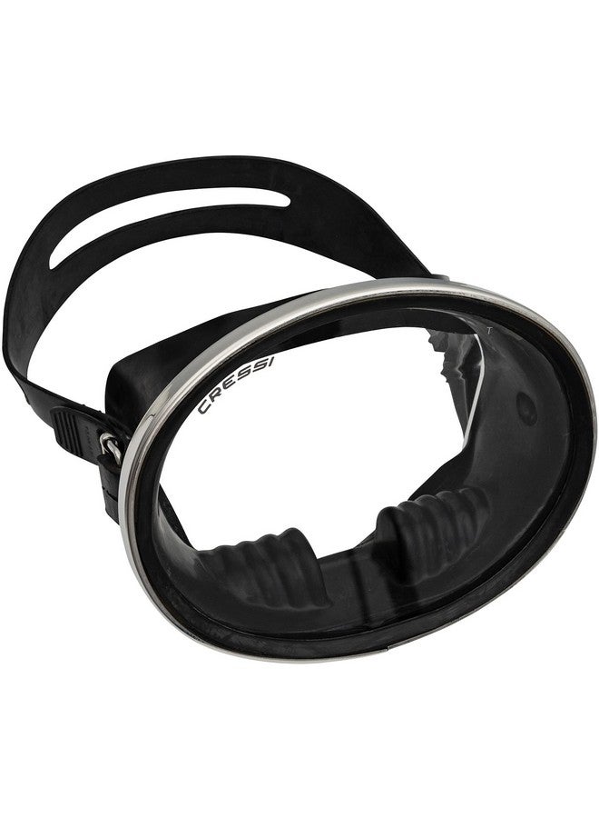 Cressi Classic Retro Style Freediving Mask Oval Tempered Glass Lens Pacifico: Designed In Italyblack - Image 1