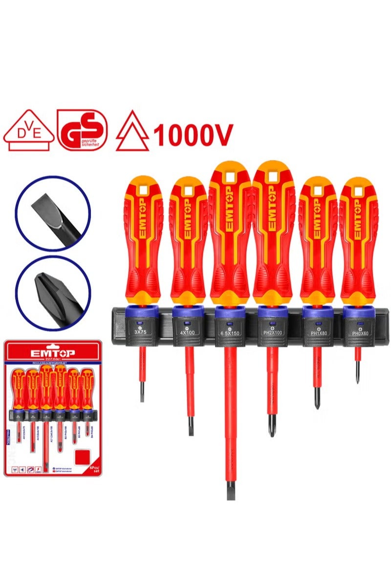 EMTOP 6 Pcs insulated screwdriver set - Image 1