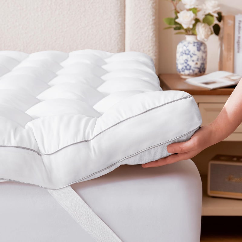 Decroom 3 Inch Memory Foam Mattress Topper Full for Back Pain Relief, Filled with Breathable Memory Foam Pillow Topper Soft Fluffy Supportive Bed Mattress Pad, 75x54x3 in - Image 1