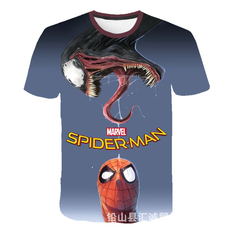 Trendy Summer Marvel Spider-Man Pattern 3D Printed T-Shirt Children'S Cool Short Sleeve Loose Fashion Summer T-Shirt - Image 1