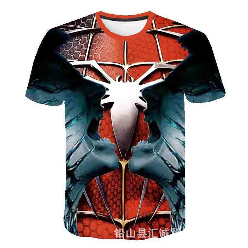 Trendy Summer Marvel Spider-Man Pattern 3D Printed T-Shirt Children'S Cool Short Sleeve Loose Fashion Summer T-Shirt - Image 2