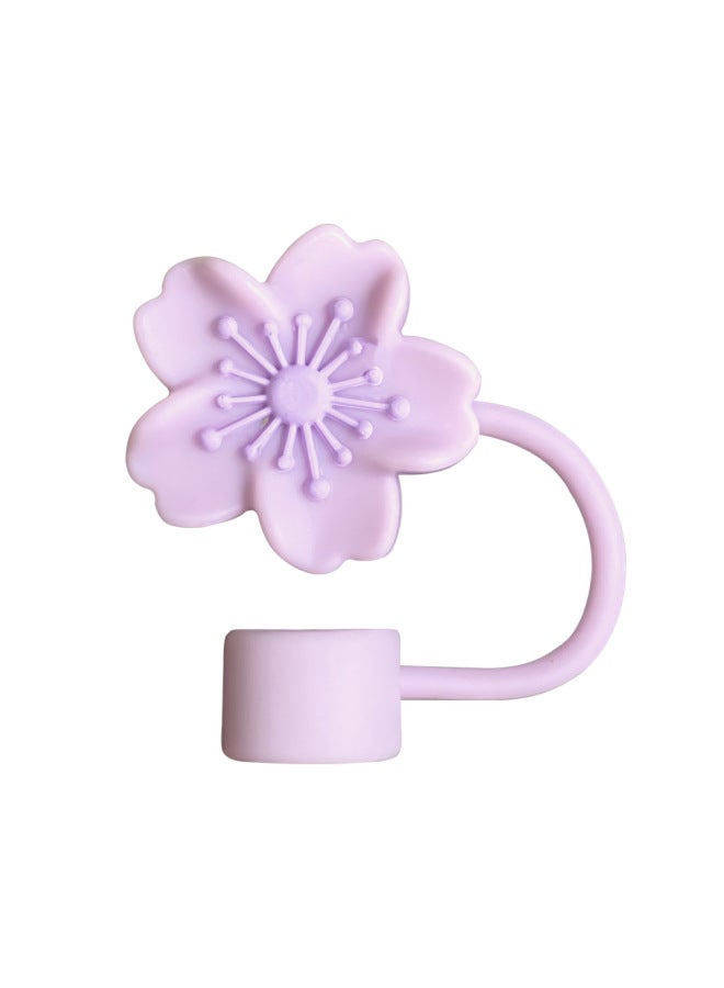 106 Explosions 10mm Straw Cap 3D Stereo Straw Plug Dust Cap Straw Accessories Dust Cover-Color:Purple Begonia Flower Silicone Straw Dust Cap - Image 1