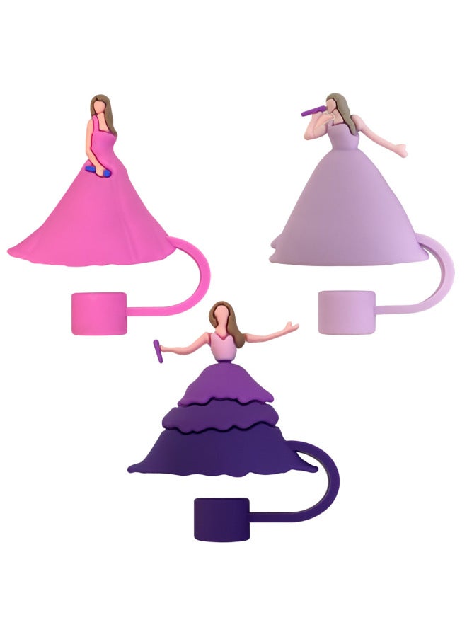 106 Explosions 10mm Straw Cap 3D Stereo Straw Plug Dust Cap Straw Accessories Dust Cover-Color:Purple Begonia Flower Silicone Straw Dust Cap - Image 5