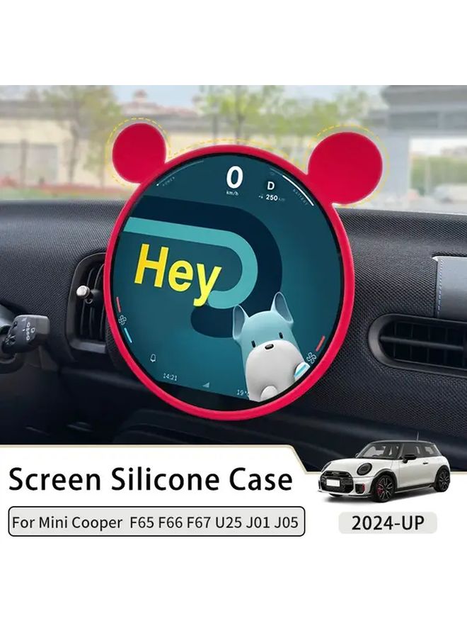 Red Silicone Edge Cover Screen Protector for Mini Cooper S F65 F66 F67 U25 J01 J05 Countryman Navigation Display - Image 1