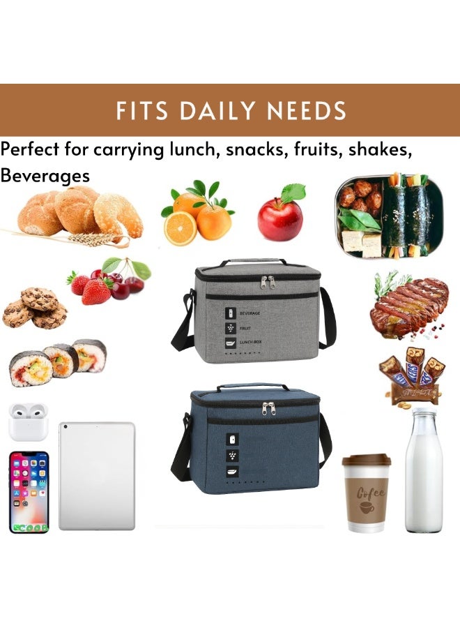 VIO Thermal Lunch Bag Cooler Insulated Lunch Box Tote Reusable Leakproof Food Storage Bag Large Capacity Meal Carrier for Work School Office Travel Picnic Beach Hiking Lunch Container for Men Women Kids Adults with Adjustable Shoulder Strap Lunch Cooling Tote Bento Box Organizer Waterproof Lunch Bag for Snacks and Drinks Multipurpose Hot and Cold Food Carrier Fruit Snacks Box 27X17X20 CM - Image 2