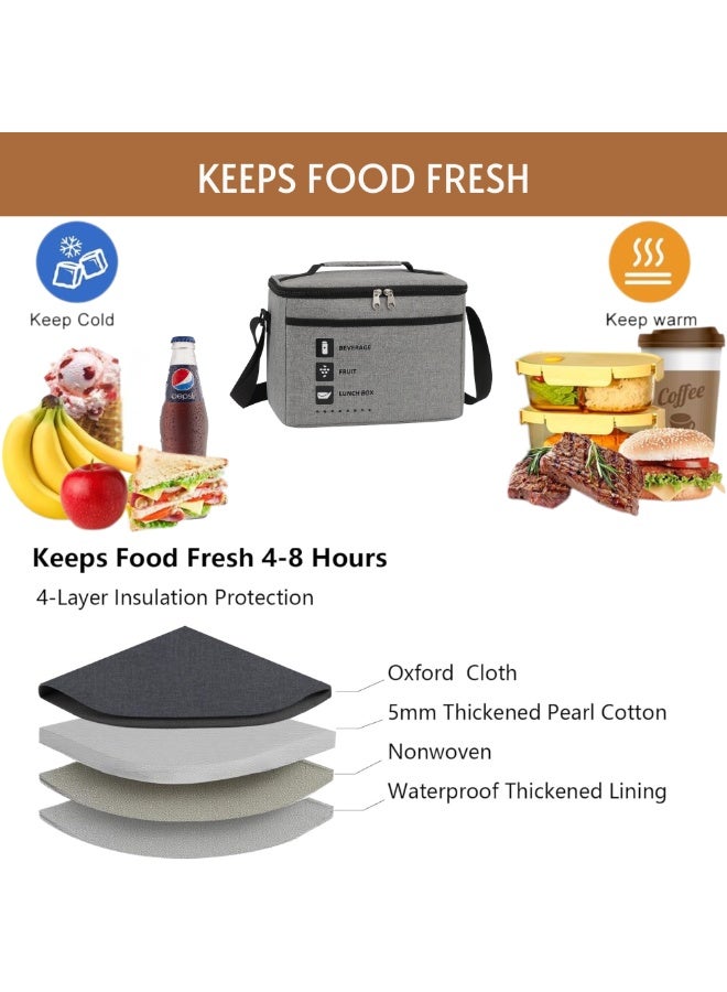 VIO Thermal Lunch Bag Cooler Insulated Lunch Box Tote Reusable Leakproof Food Storage Bag Large Capacity Meal Carrier for Work School Office Travel Picnic Beach Hiking Lunch Container for Men Women Kids Adults with Adjustable Shoulder Strap Lunch Cooling Tote Bento Box Organizer Waterproof Lunch Bag for Snacks and Drinks Multipurpose Hot and Cold Food Carrier Fruit Snacks Box 27X17X20 CM - Image 3