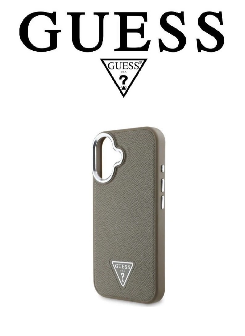 CG MOBILE Back Case for iPhone 16, Supports Magsafe wireless charging, leather and silicone case, French design and original GUESS brand logo, from CG Mobile.  - Image 4
